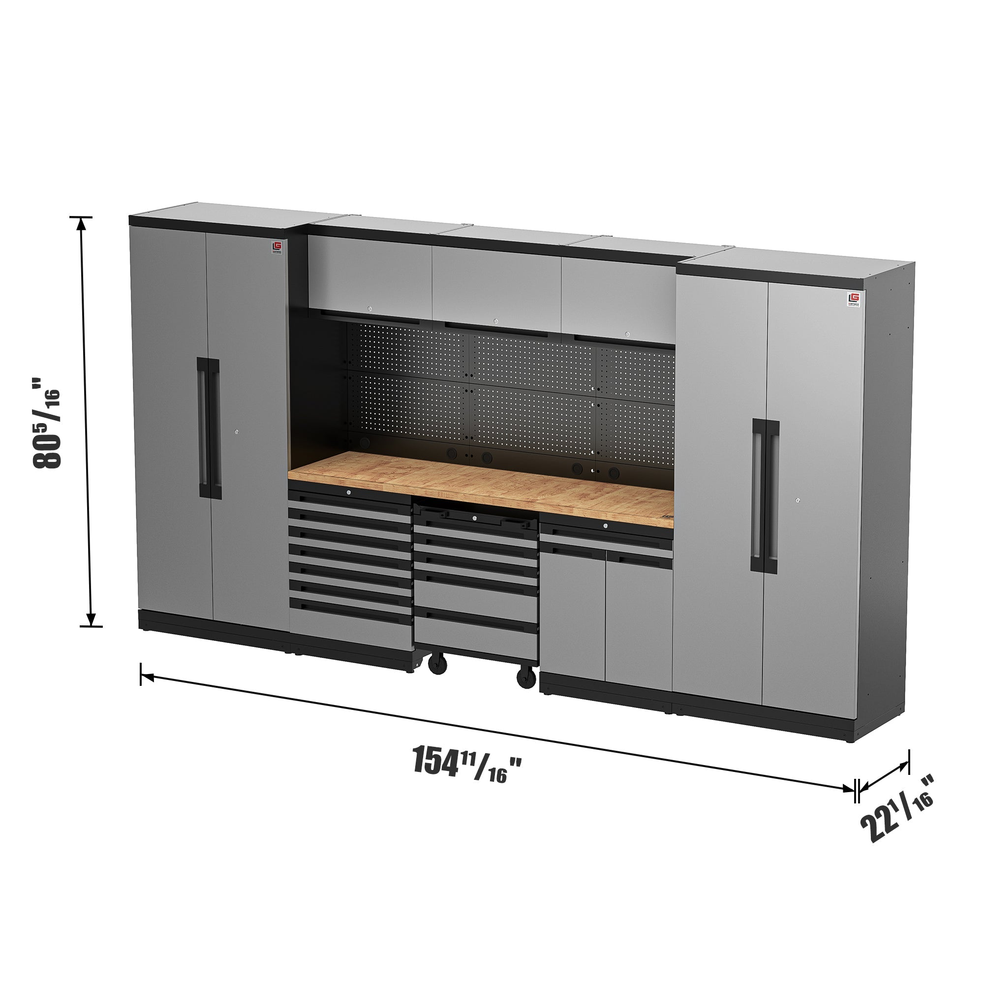 Fully-Welded 22PC Garage Modular Cabinets 19-21 Gauge Steel Gararich