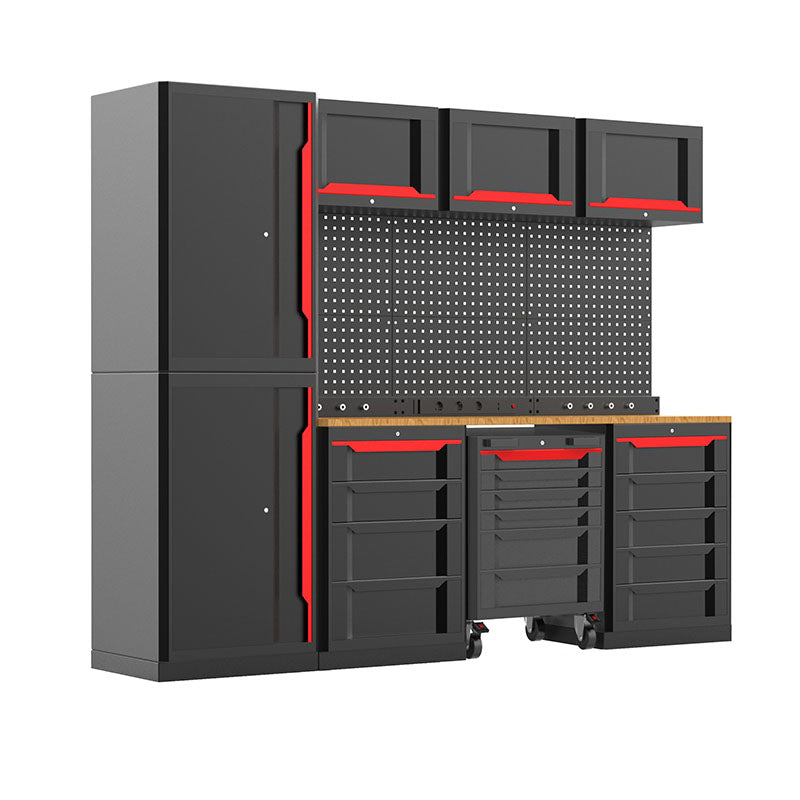 Bold Series 8 Piece Cabinet Set with 2 Base, Tool, Wall Cabinets and 30 in. Lockers
