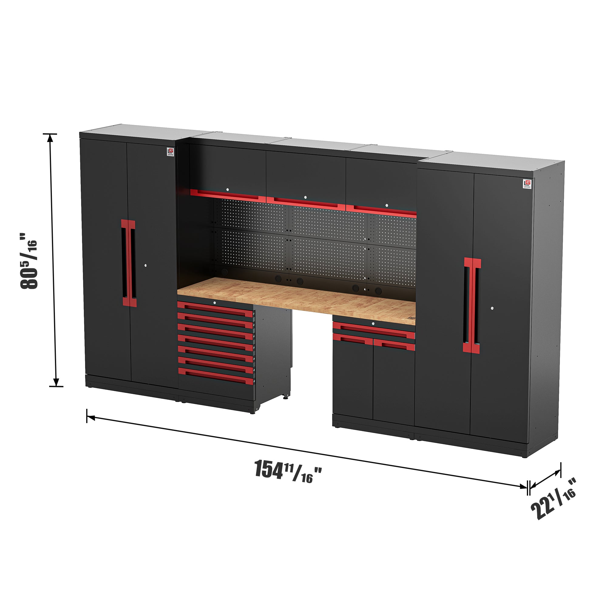Fully-Welded 21PC Garage Modular Cabinets 19-21 Gauge Steel