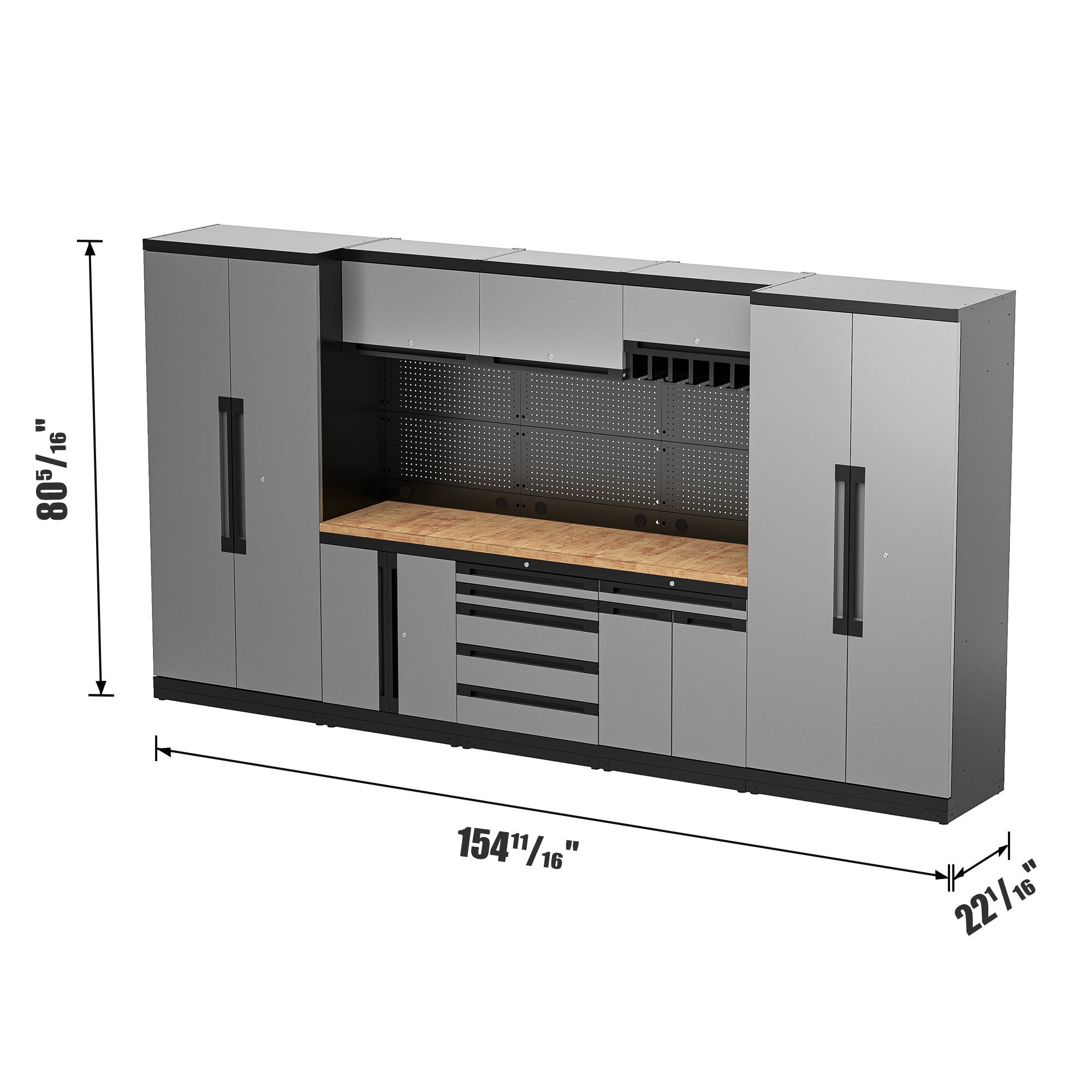 Fully-Welded 24PC Garage Modular Cabinets 19-21 Gauge Steel
