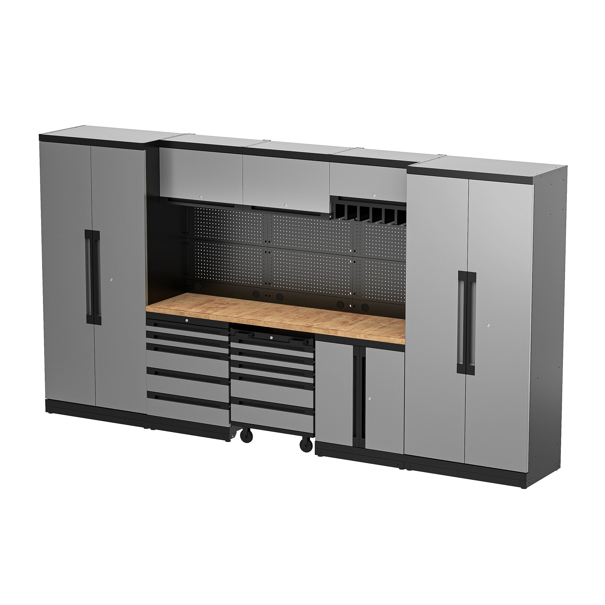 Fully-Welded 22PC Garage Modular Cabinets 19-21 Gauge Steel