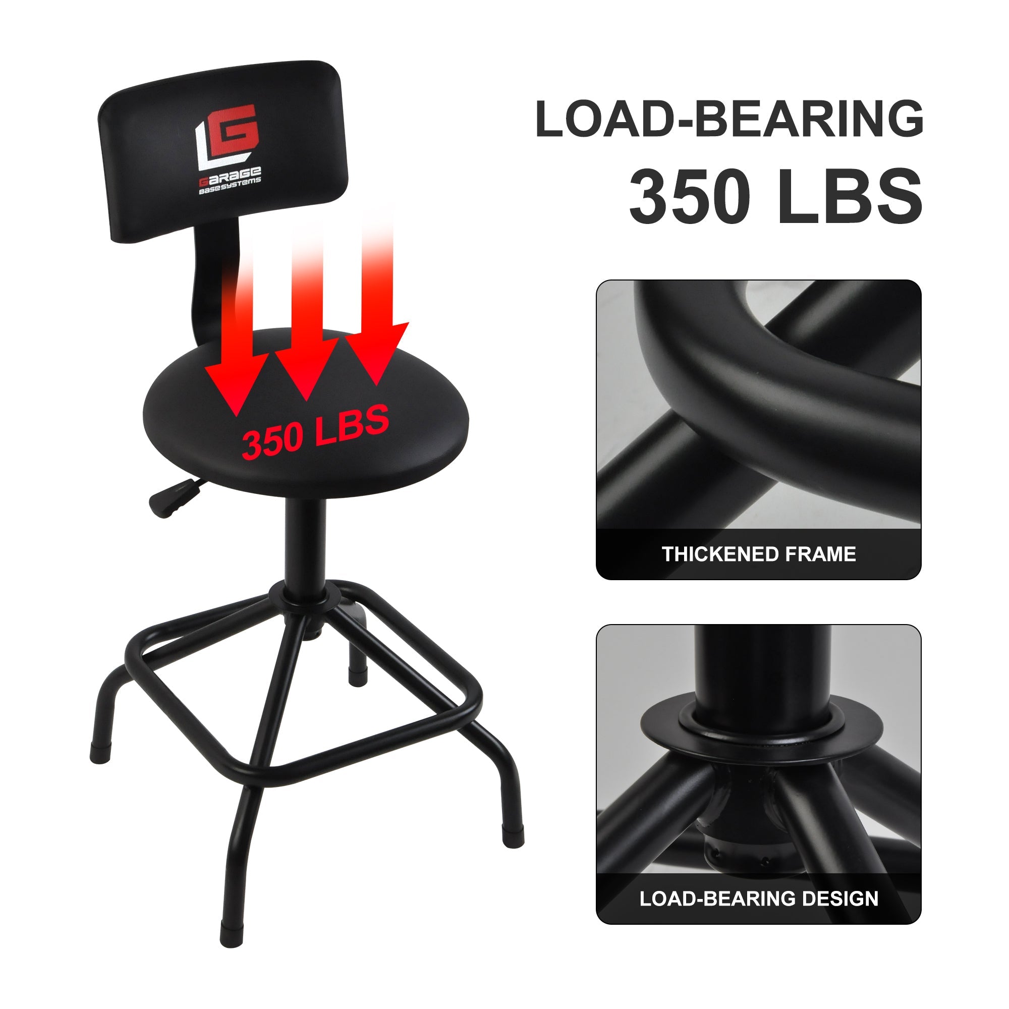 Adjustable Height Swivel Garage Stool Garagebasesystems