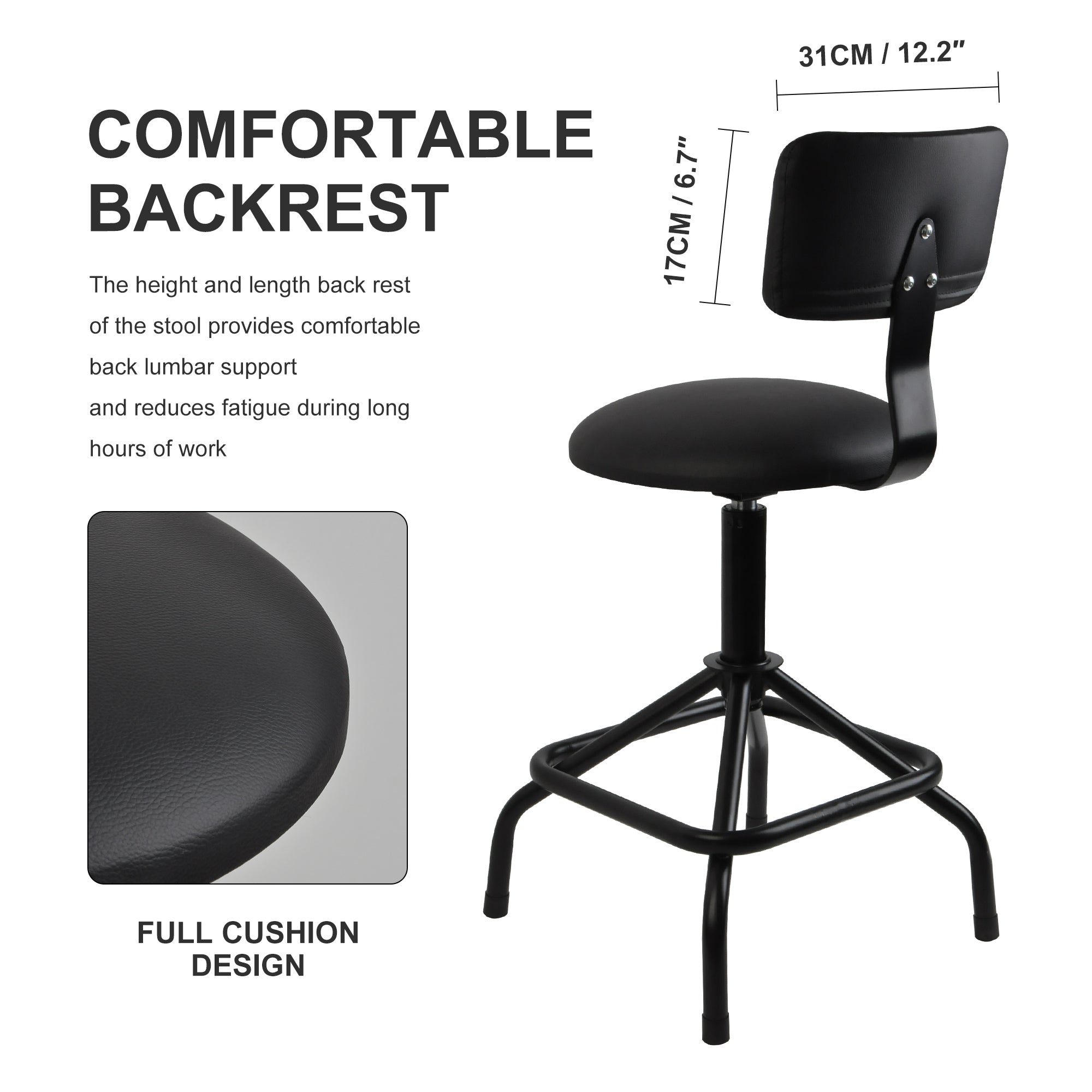 Adjustable Height Swivel Garage Stool