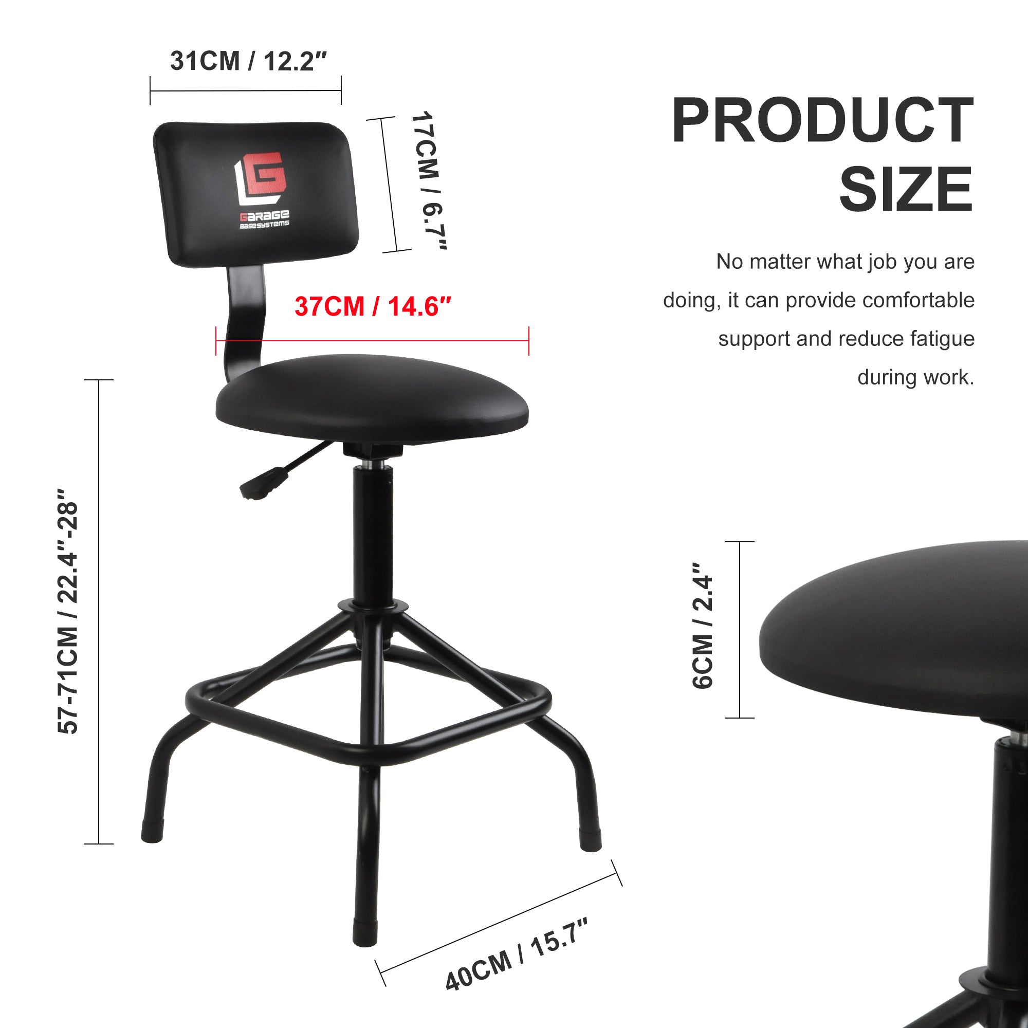 Adjustable Height Swivel Garage Stool Garagebasesystems