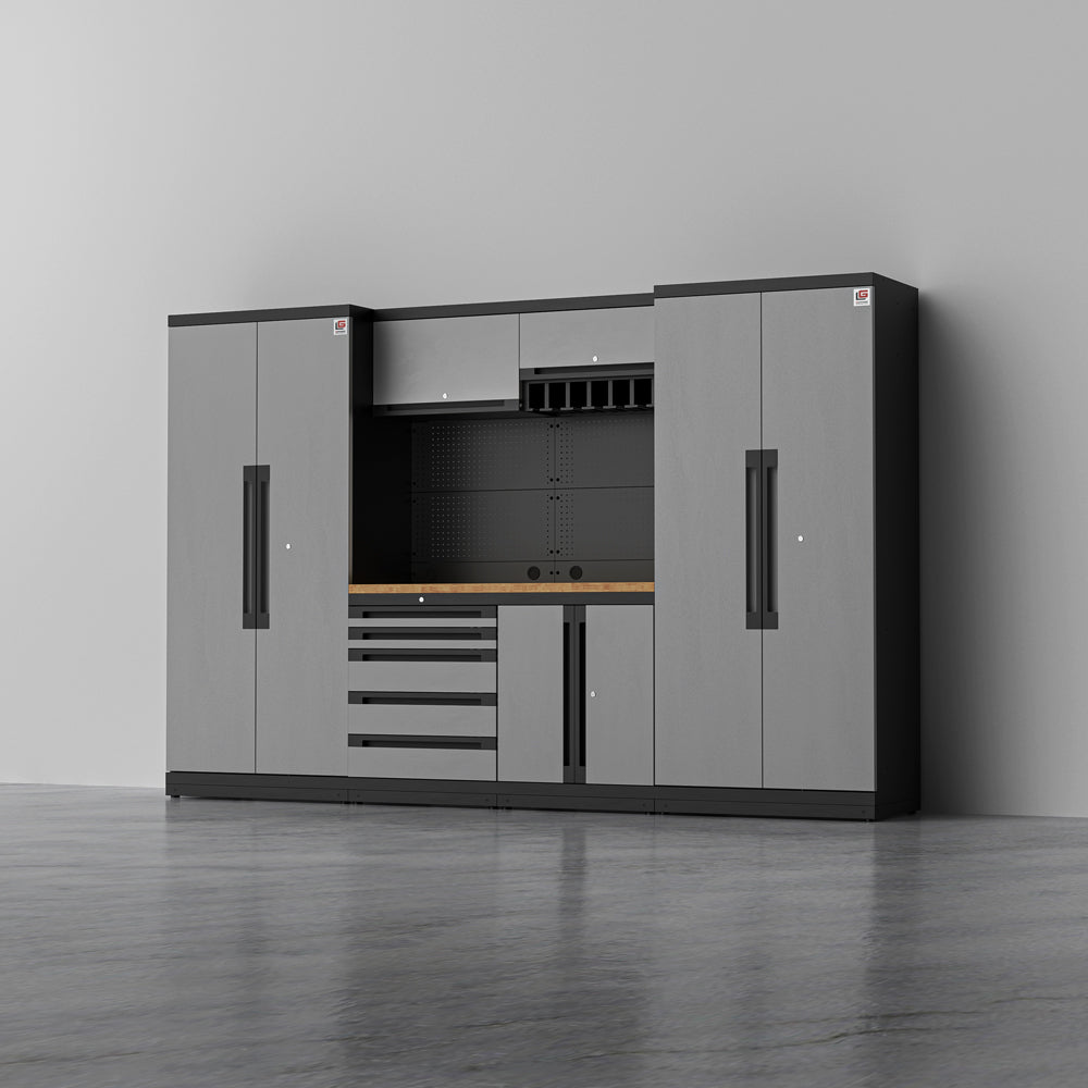 KRONOS 2 — 17-Piece Steel Garage Cabinets with Power Tool Rack | GarageBaseSystems Garagebasesystems