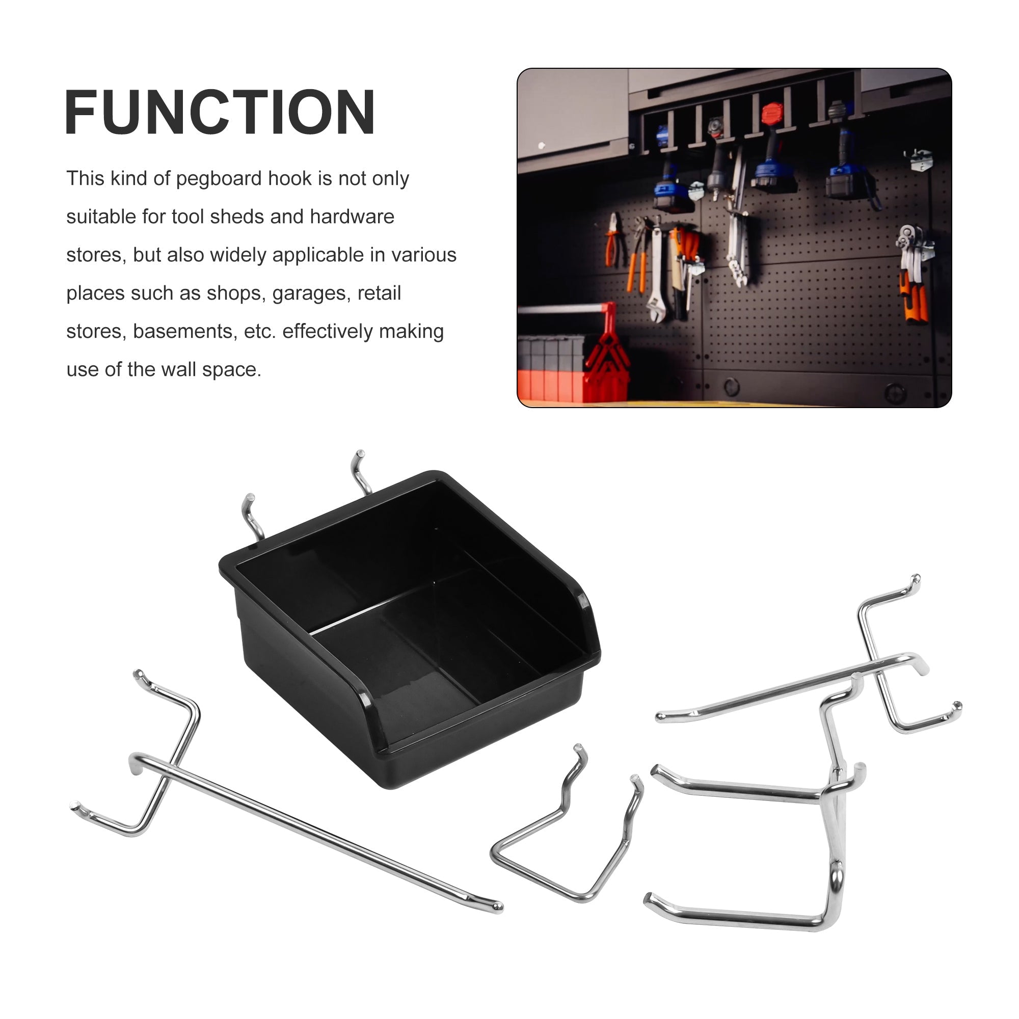40PC Pegboard Hooks Assortment Kit Garagebasesystems
