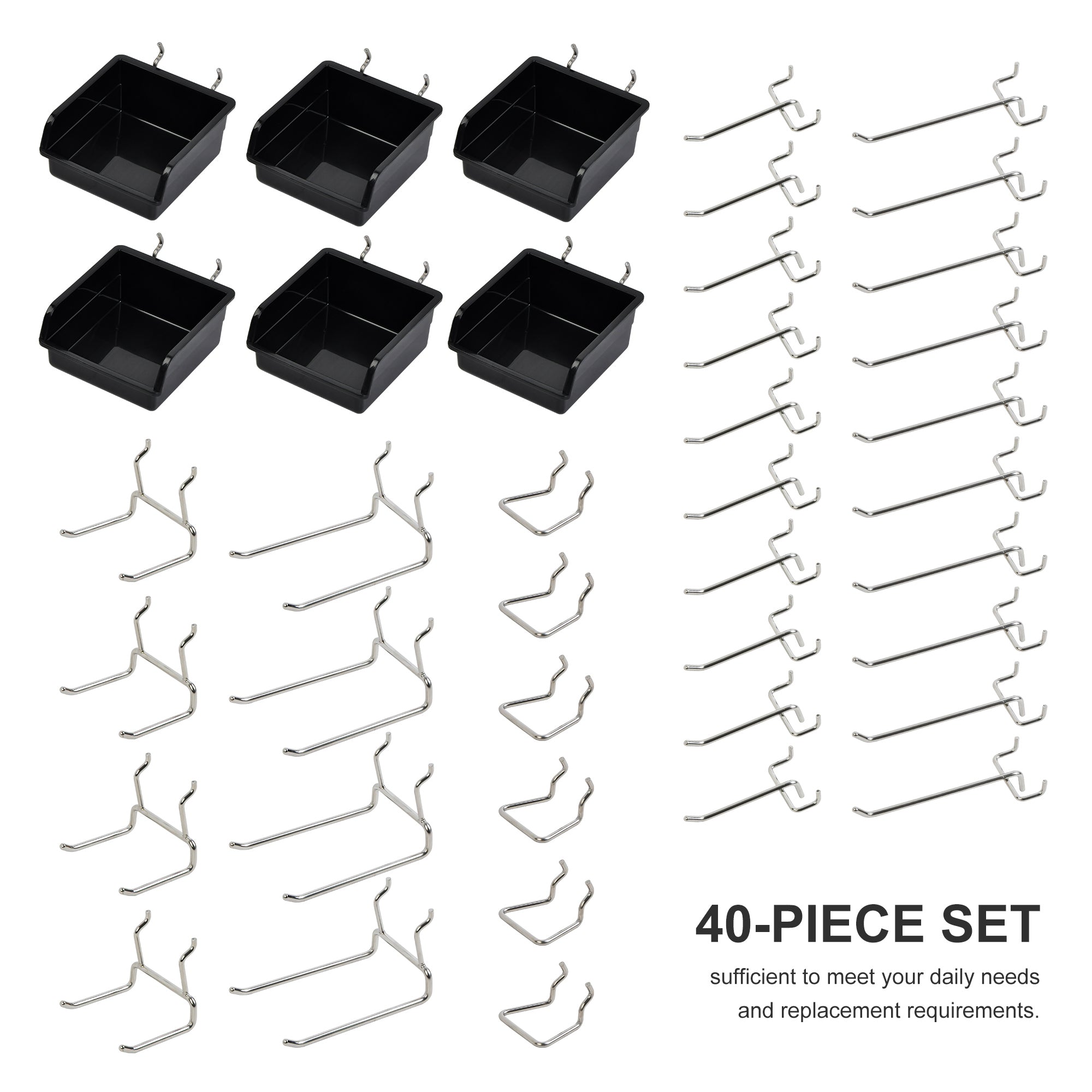 40PC Pegboard Hooks Assortment Kit Garagebasesystems