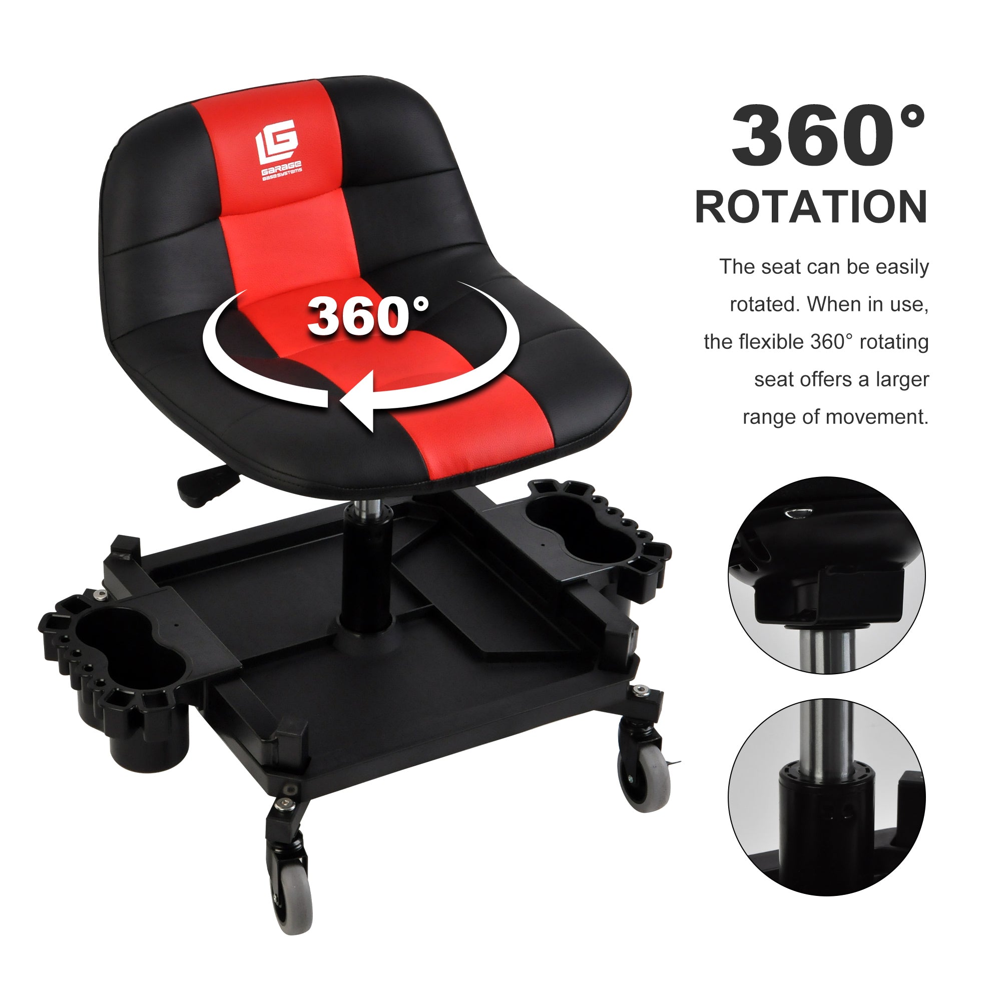 Adjustable Height Pneumatic Rolling Garage Stool Garagebasesystems