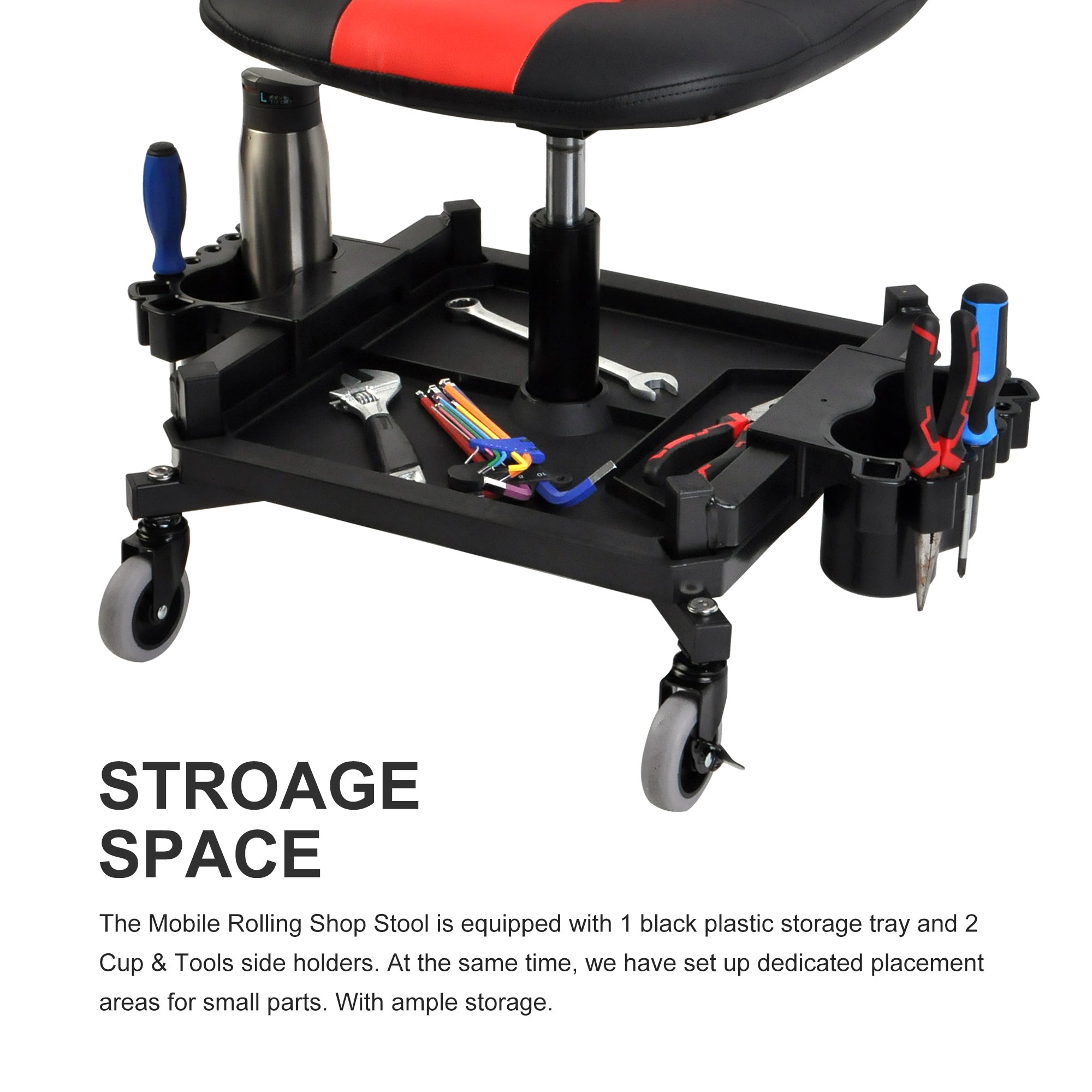 Adjustable Height Pneumatic Rolling Garage Stool Garagebasesystems