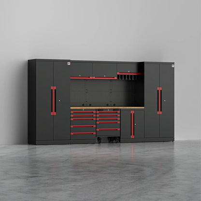 TITAN 3 — 22-Piece Steel Garage Cabinets, Cart + Power Tool Rack | GarageBaseSystems Garagebasesystems