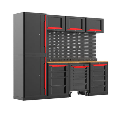 Bold Series 8 Piece Cabinet Set with 2 Base, Tool, Wall Cabinets and 30 in. Lockers