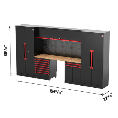 Fully-Welded 21PC Garage Modular Cabinets 19-21 Gauge Steel