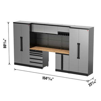 Fully-Welded 21PC Garage Modular Cabinets 19-21 Gauge Steel