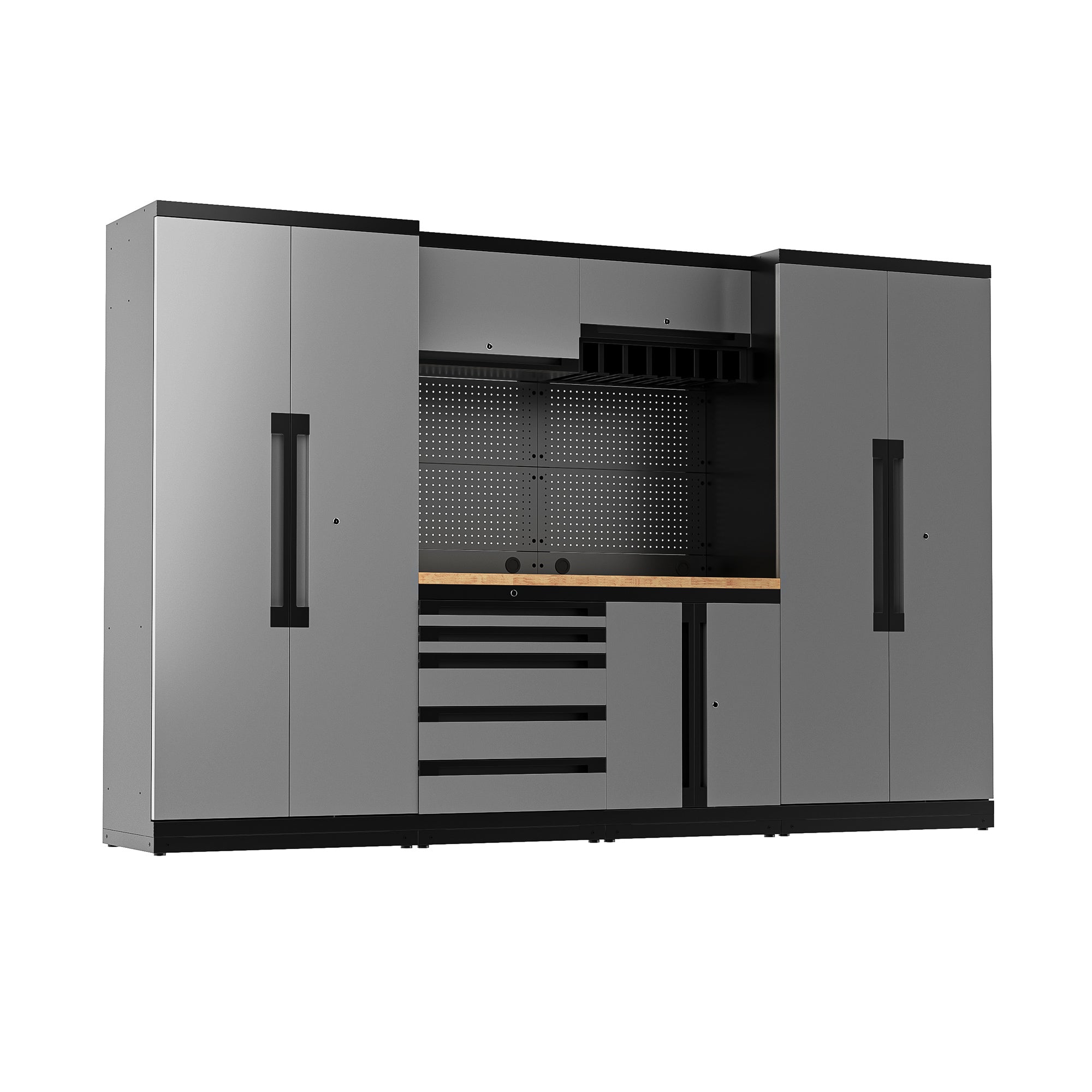 Fully-Welded 17PC Garage Modular Cabinets 19-21 Gauge Steel