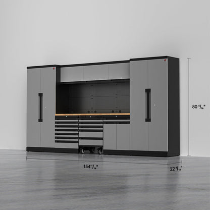 TITAN 2 — 22-Piece Garage Cabinet Set, 7-Drawer + Cart | GarageBaseSystems Garagebasesystems