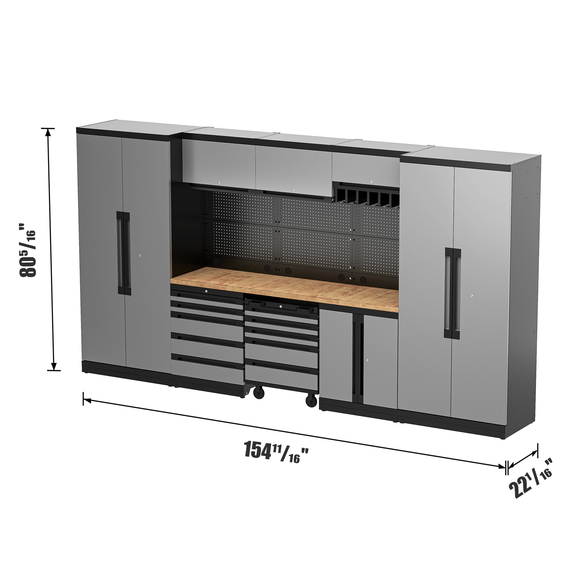 Fully-Welded 22PC Garage Modular Cabinets 19-21 Gauge Steel