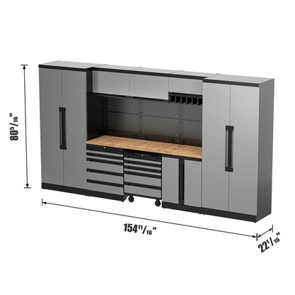 Fully-Welded 22PC Garage Modular Cabinets 19-21 Gauge Steel