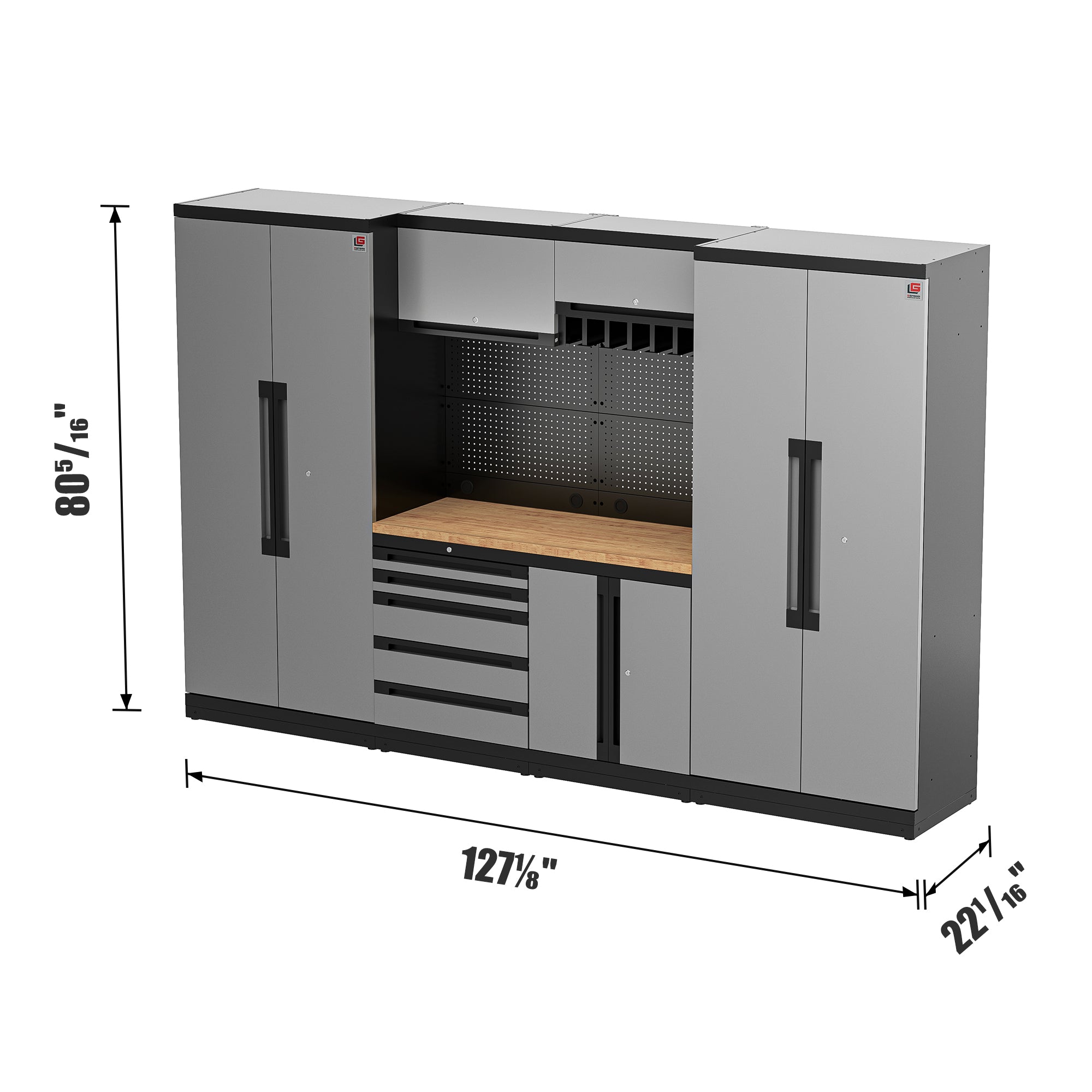 Fully-Welded 17PC Garage Modular Cabinets 19-21 Gauge Steel