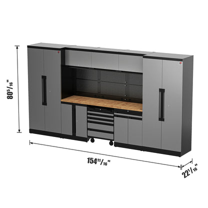 Fully-Welded 22PC Garage Modular Cabinets 19-21 Gauge Steel