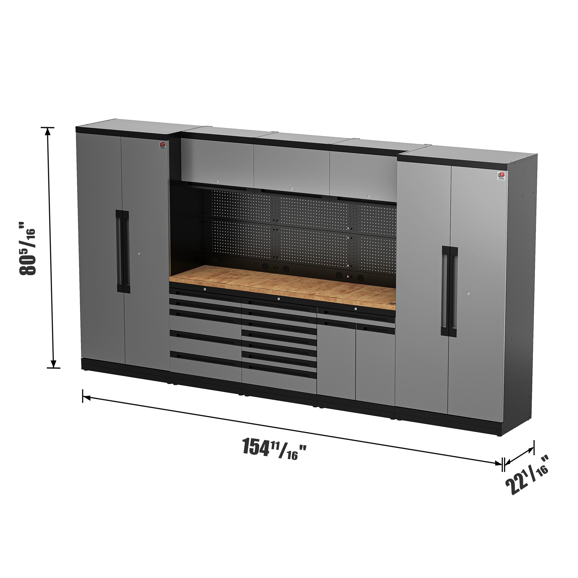 Fully-Welded 24PC Garage Modular Cabinets 19-21 Gauge Steel