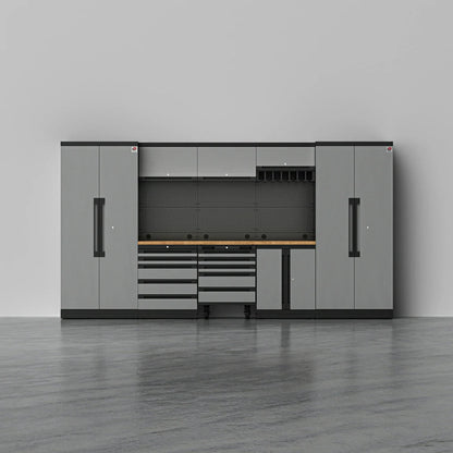 TITAN 3 — 22-Piece Steel Garage Cabinets, Cart + Power Tool Rack | GarageBaseSystems Garagebasesystems
