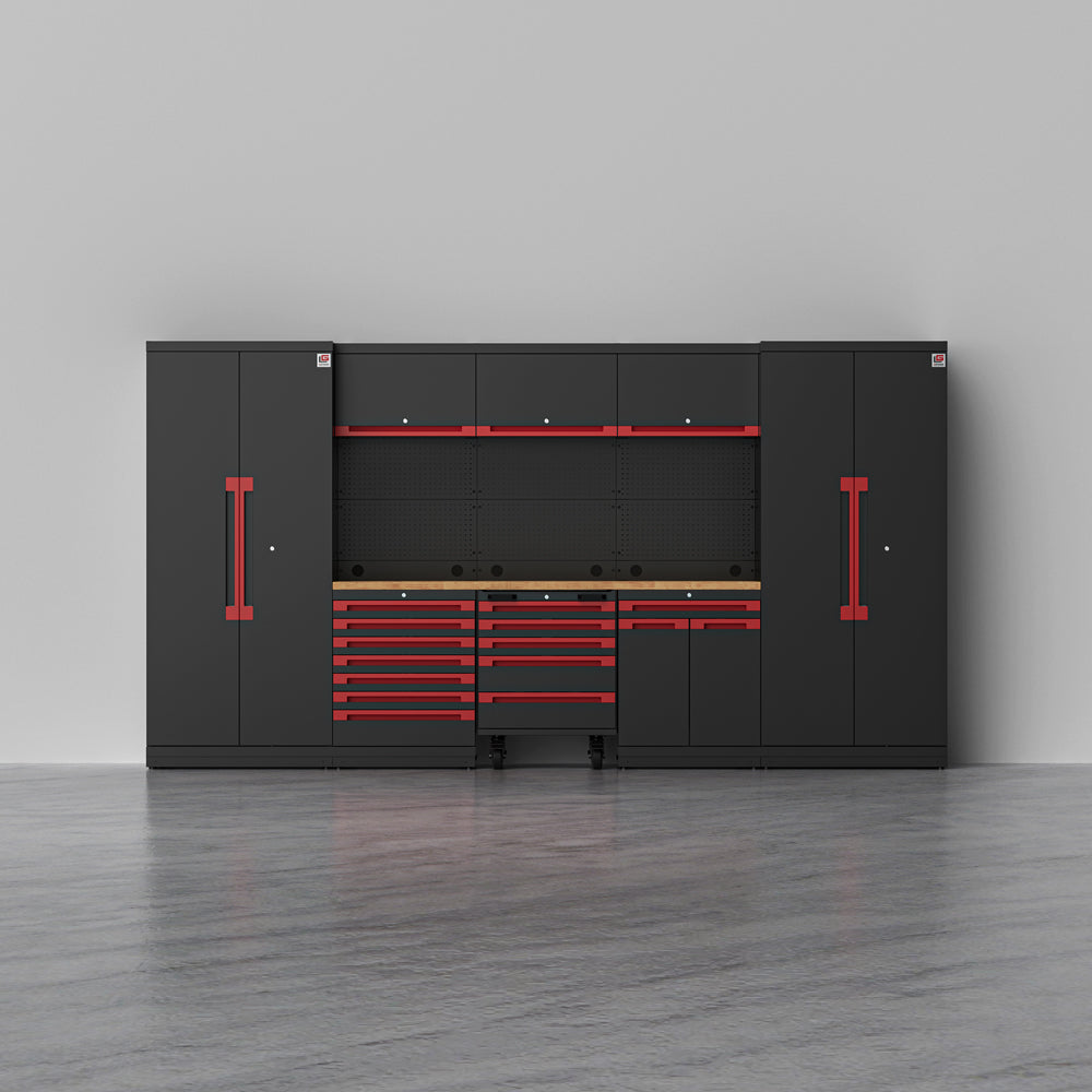 TITAN 2 — 22-Piece Garage Cabinet Set, 7-Drawer + Cart | GarageBaseSystems Garagebasesystems