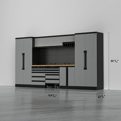 TITAN 3 — 22-Piece Steel Garage Cabinets, Cart + Power Tool Rack | GarageBaseSystems Garagebasesystems