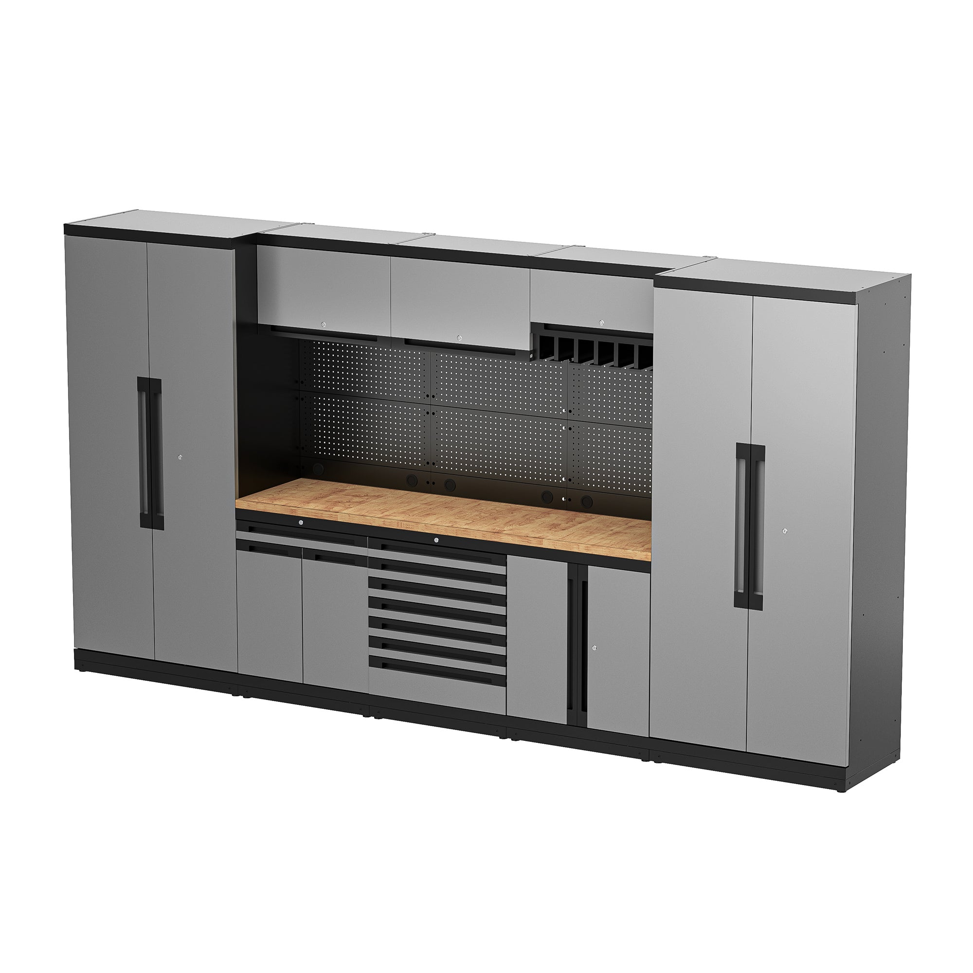 Fully-Welded 24PC Garage Modular Cabinets 19-21 Gauge Steel