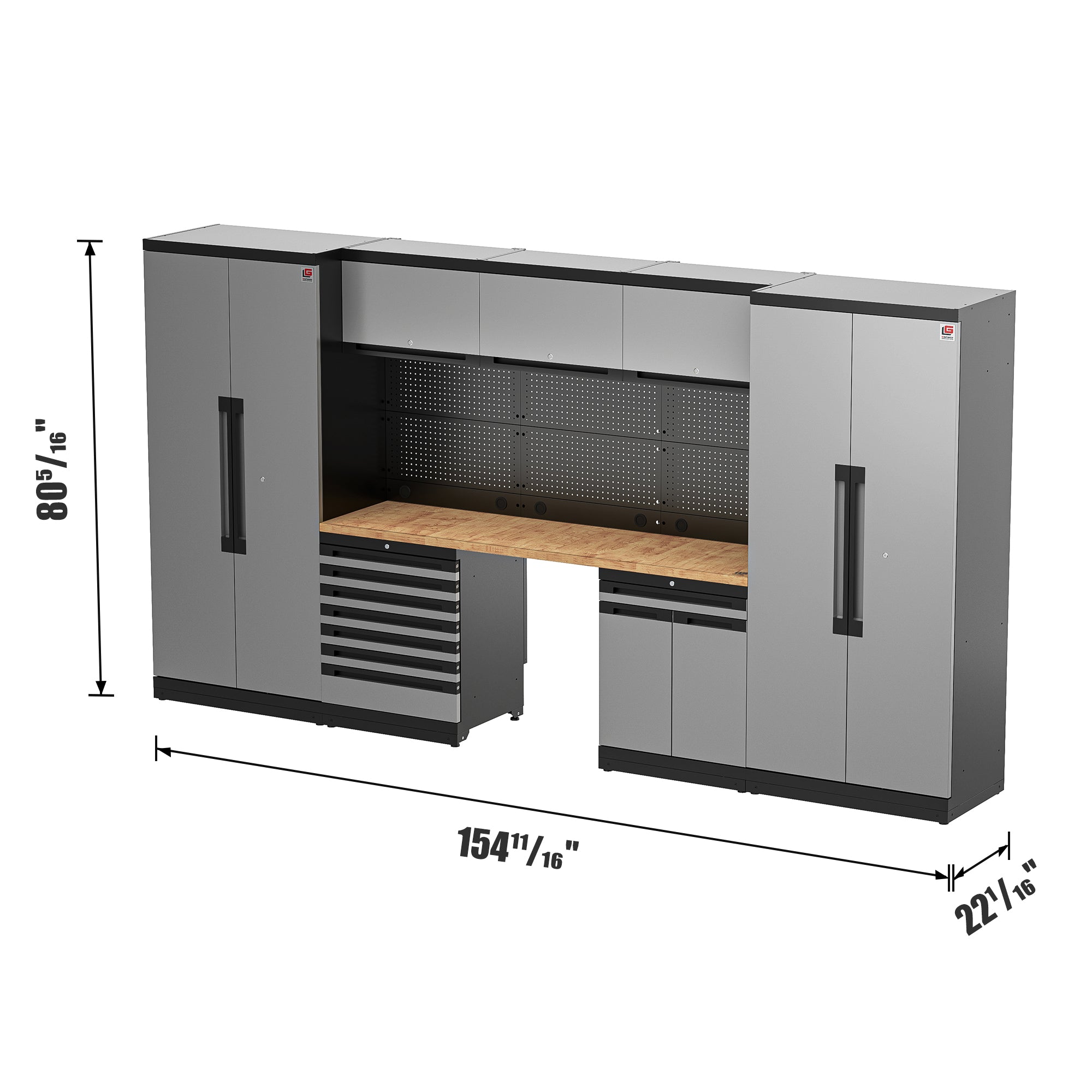 Fully-Welded 21PC Garage Modular Cabinets 19-21 Gauge Steel