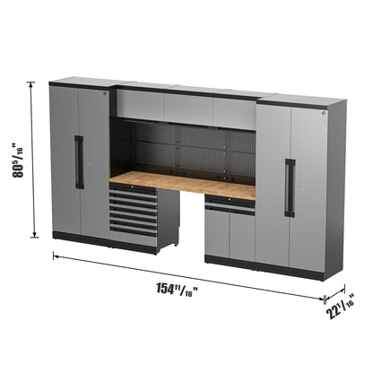 Fully-Welded 21PC Garage Modular Cabinets 19-21 Gauge Steel