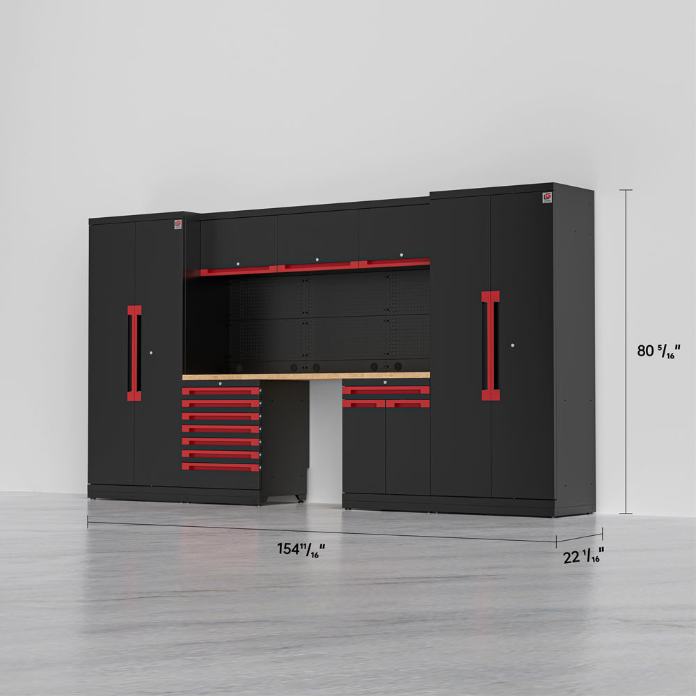 ATLAS 1 — 21-Piece Garage Cabinet System, 7-Drawer | GarageBaseSystems Garagebasesystems