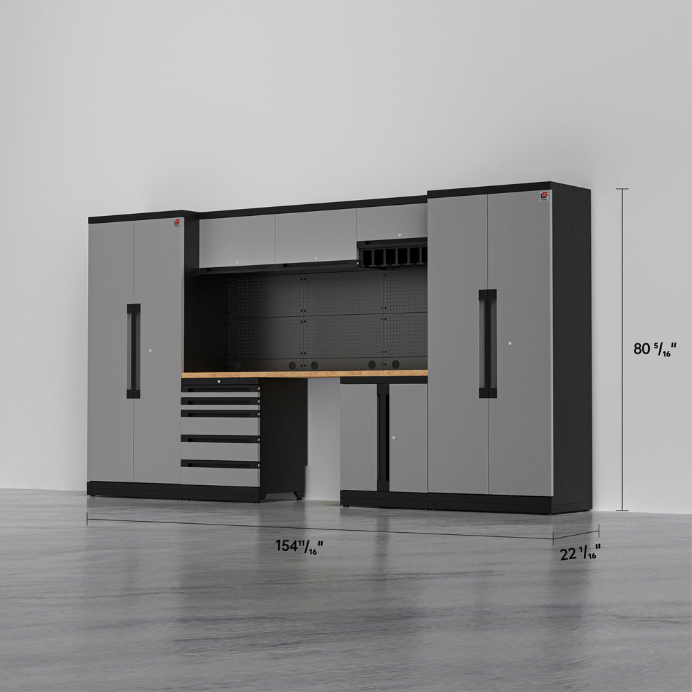 ATLAS 2 — 21-Piece Modular Garage Cabinets with Tool Rack | GarageBaseSystems Garagebasesystems