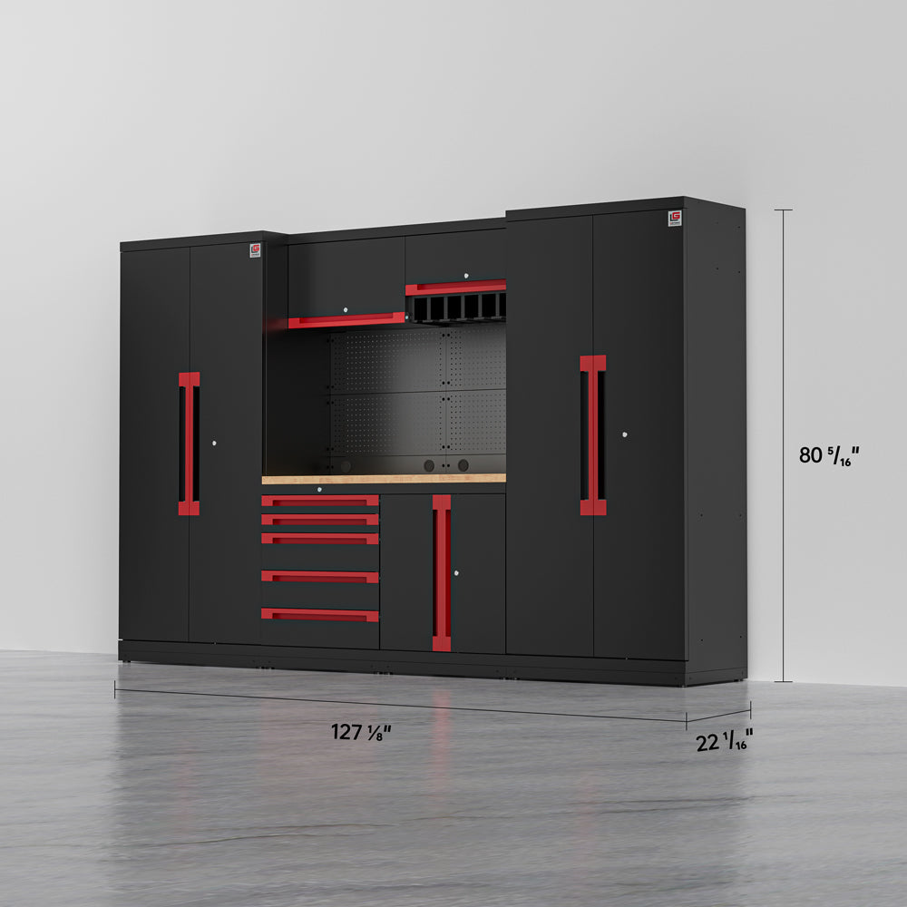 KRONOS 2 — 17-Piece Steel Garage Cabinets with Power Tool Rack | GarageBaseSystems Garagebasesystems