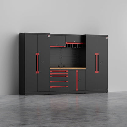 KRONOS 2 — 17-Piece Steel Garage Cabinets with Power Tool Rack | GarageBaseSystems Garagebasesystems