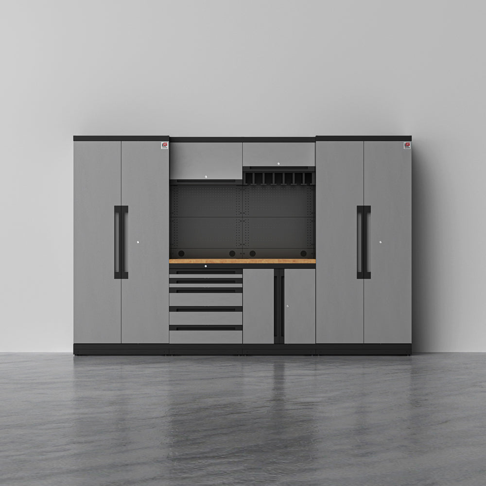 KRONOS 2 — 17-Piece Steel Garage Cabinets with Power Tool Rack | GarageBaseSystems Garagebasesystems