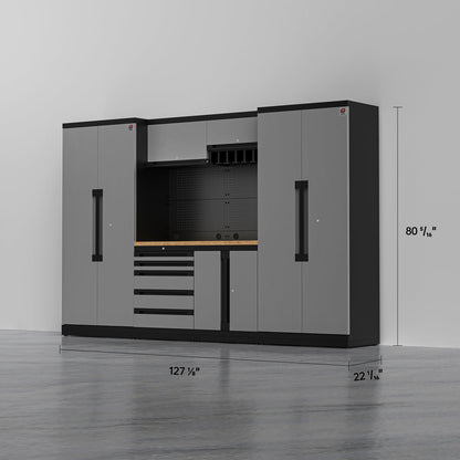 KRONOS 2 — 17-Piece Steel Garage Cabinets with Power Tool Rack | GarageBaseSystems Garagebasesystems