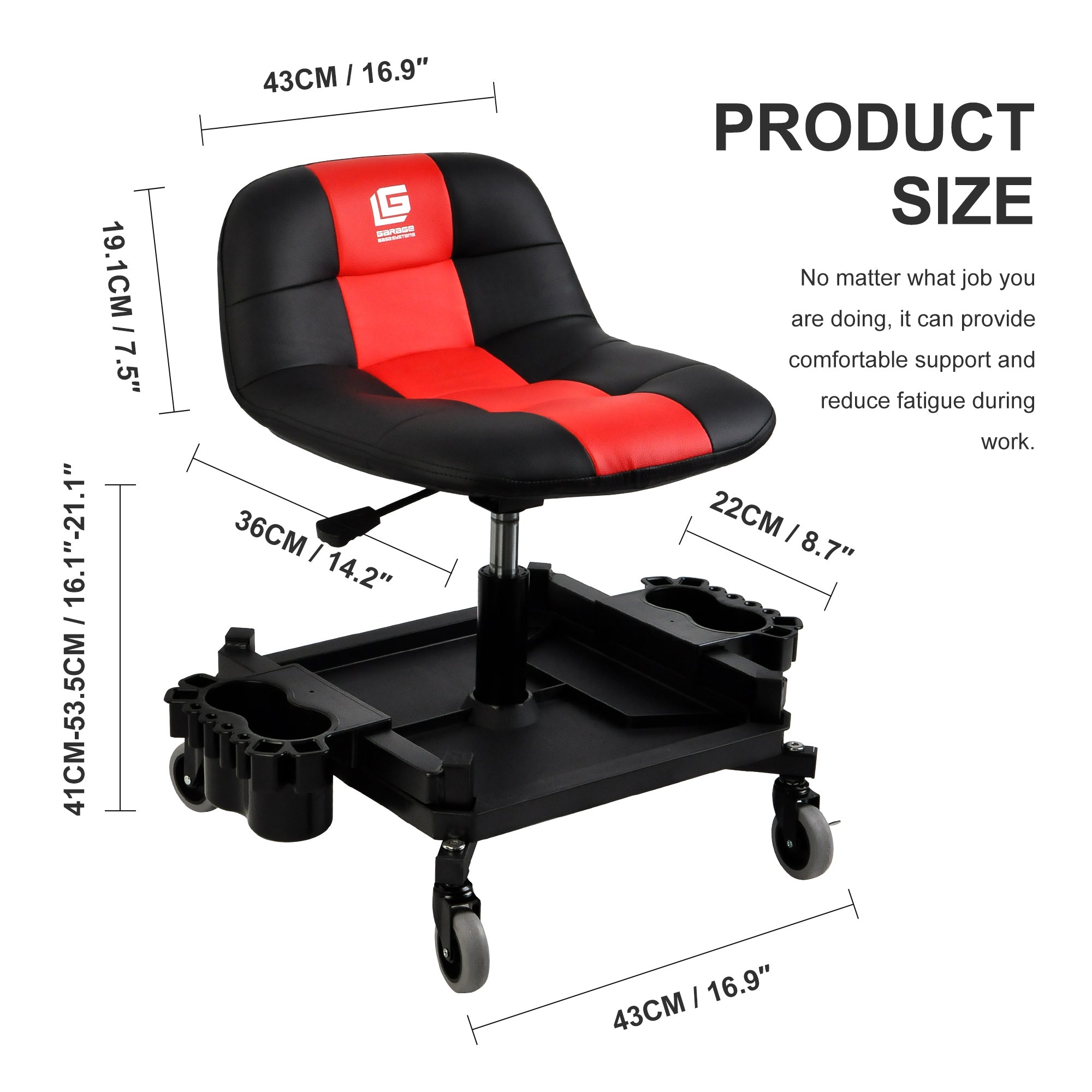 Adjustable Height Pneumatic Rolling Garage Stool