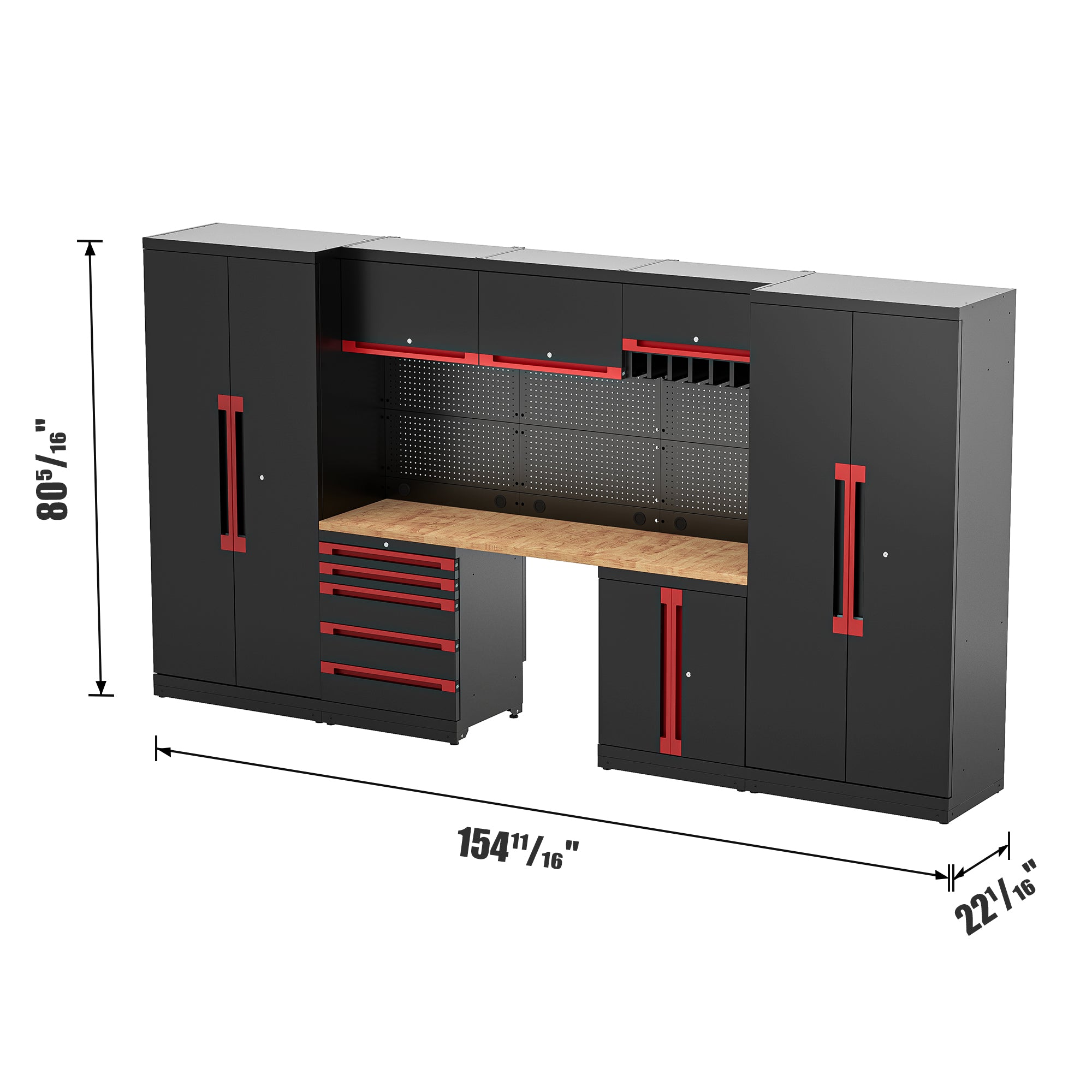 Fully-Welded 21PC Garage Modular Cabinets 19-21 Gauge Steel