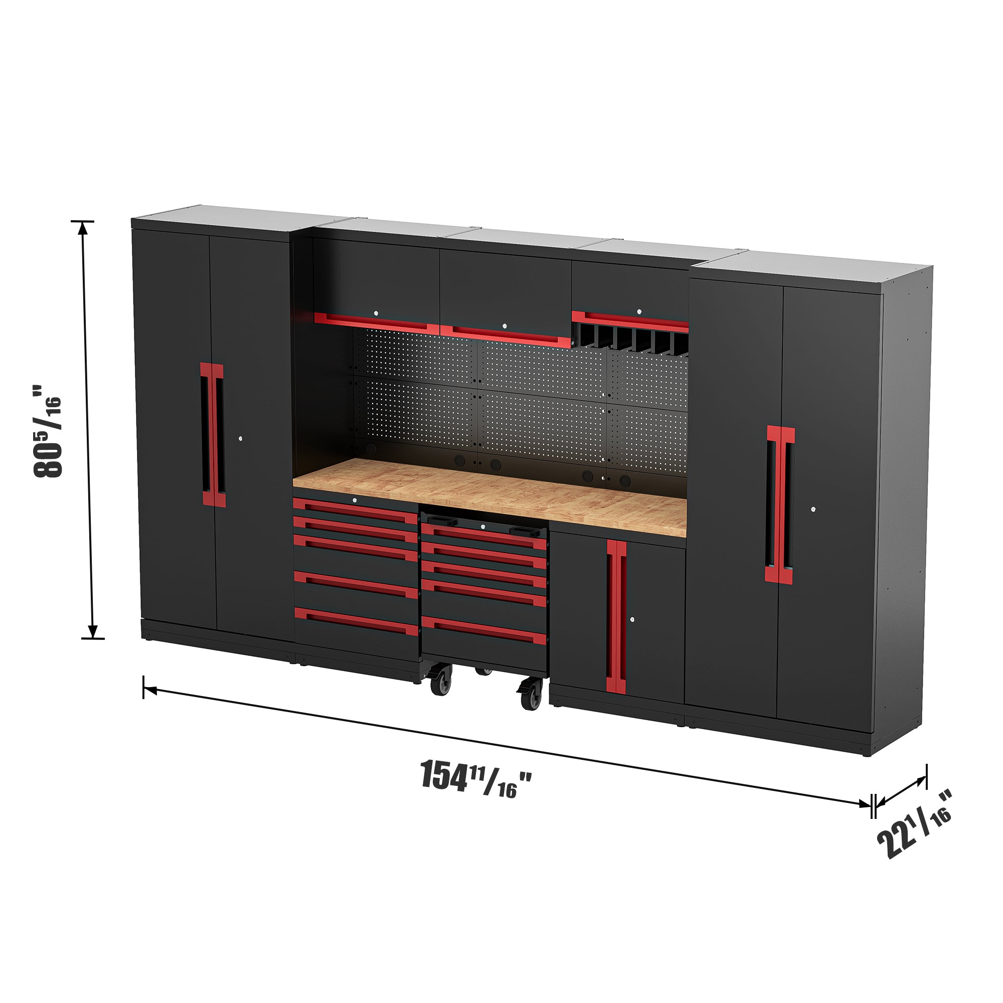 Fully-Welded 22PC Garage Modular Cabinets 19-21 Gauge Steel