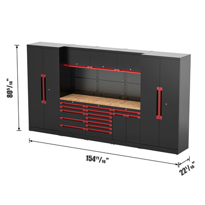 Fully-Welded 24PC Garage Modular Cabinets 19-21 Gauge Steel